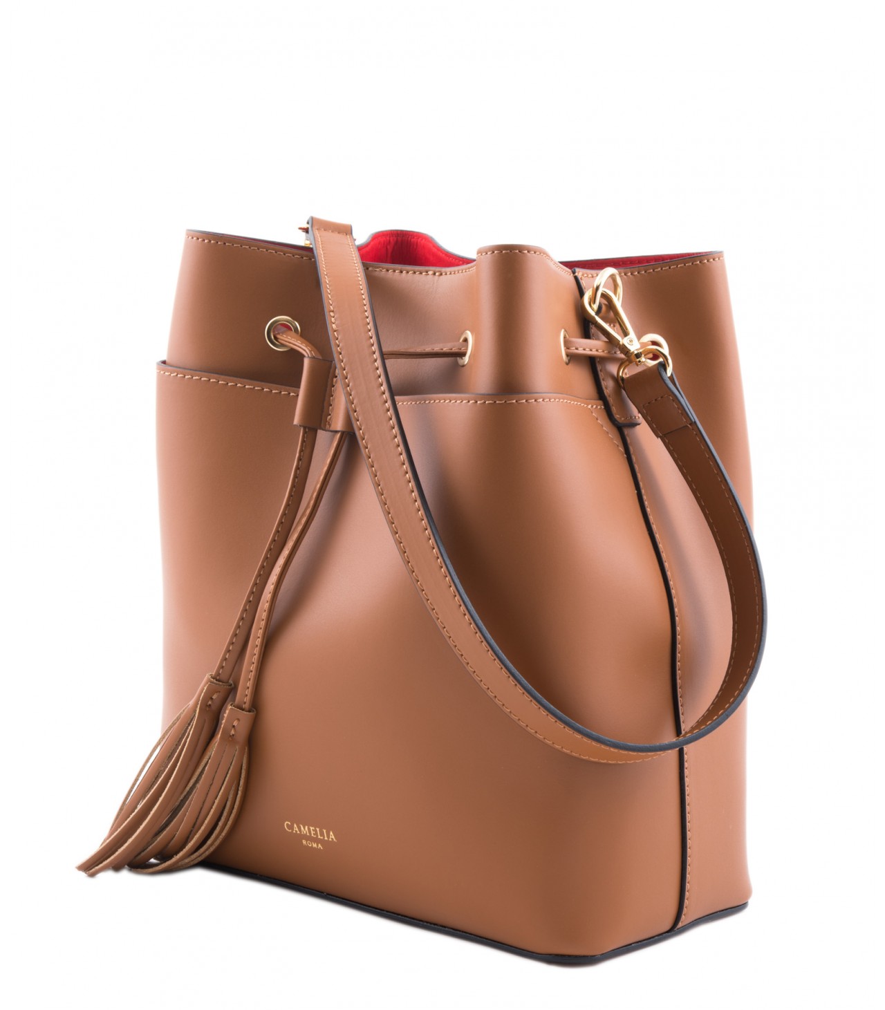 Bucket bag in leather