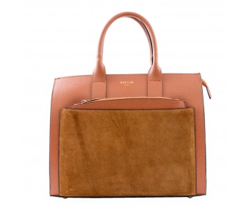 Saffiano and suede leather handbag