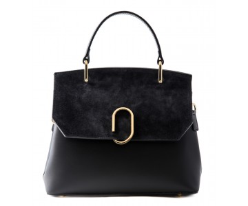 Leather and suede handbag