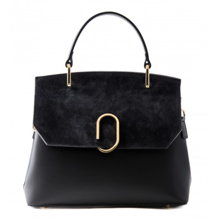 Leather and suede handbag