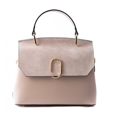 Leather and suede handbag