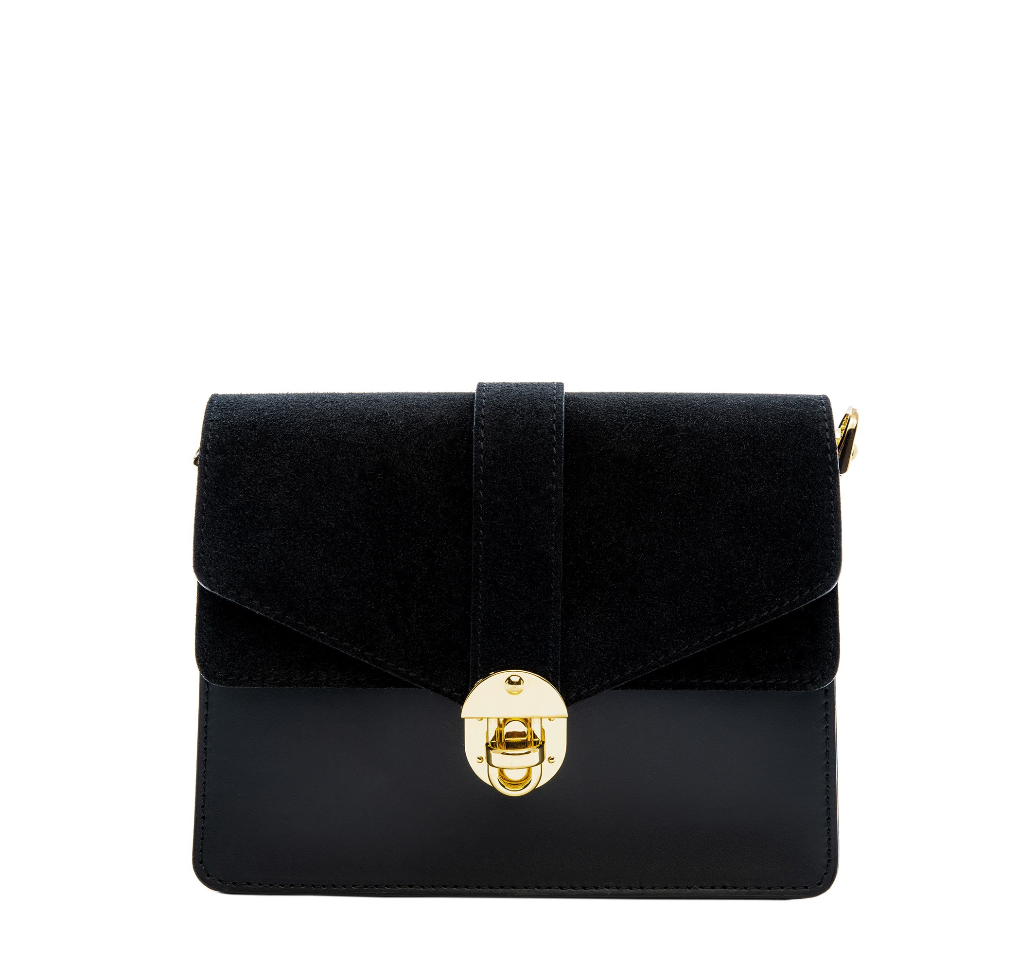 black leather and suede crossbody bag