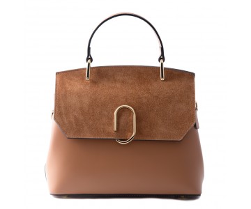 Leather and suede handbag