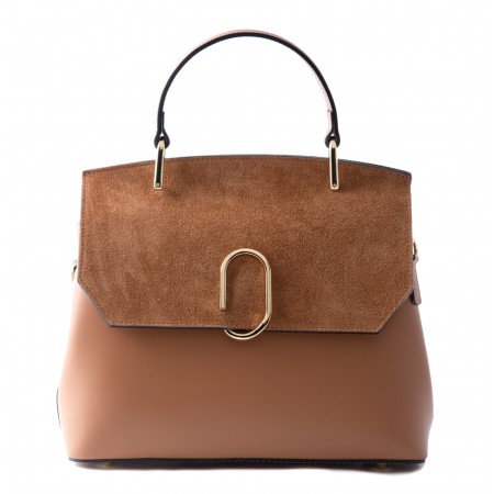 Leather and suede handbag