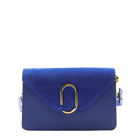 blue suede crossbody bag