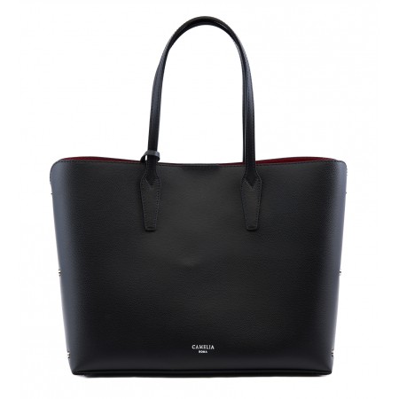 Grained leather tote bag